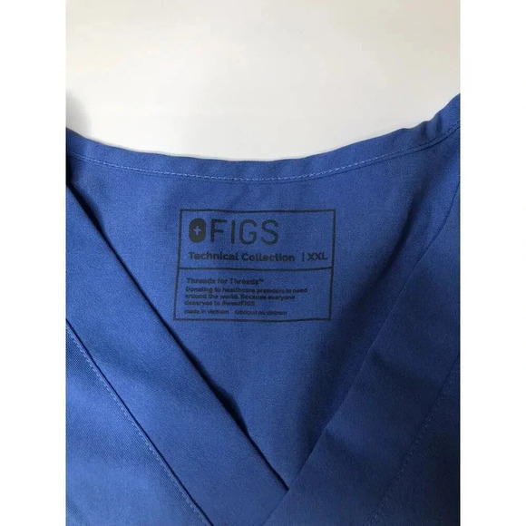 Figs Technical Collection Blue Scrub Double Pocket Top Size XXL - Picture 3 of 6